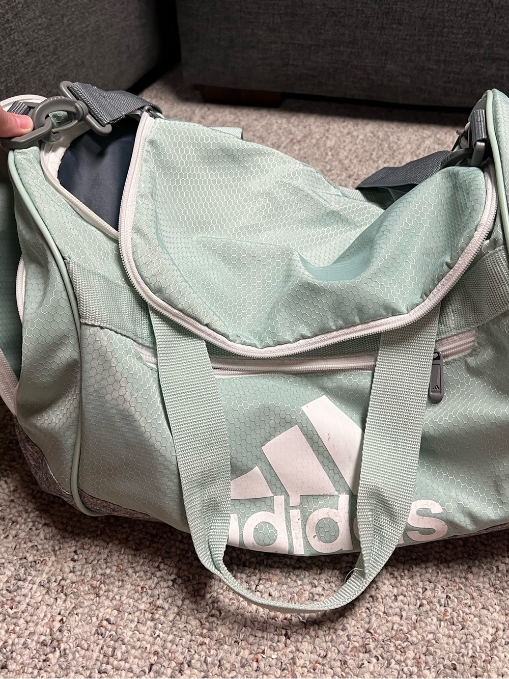 adidas Light Mint Green Gym Duffle with White Logo